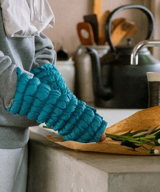 KWD 【日本製】DOWN ARM WARMER グリーンダウン ダウンアームウォーマー ブルー