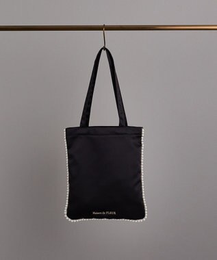 Maison de FLEUR サテンパールブレードトートバッグ Black