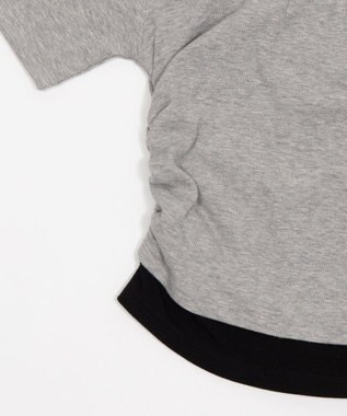 WEGO レイヤードキーネック半袖T 杢グレー