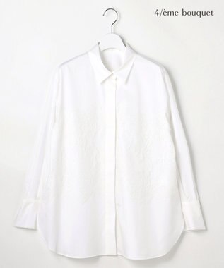 自由区 【カトリエムブーケ】Borde de dentelle ラッセルレースシャツ オフ×オフ