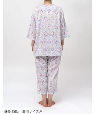 Wing パジャマ 綿100%(本体) 楊柳素材 高島ちぢみ（Ｒ） 7分袖 長袖 8分丈 レディース EP8043 ウイング／ワコール ピンク