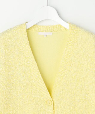 自由区 S ブークレミックスツイードニット カーディガン イエロー