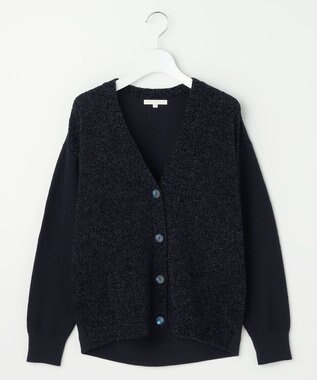 自由区 S ブークレミックスツイードニット カーディガン ネイビー