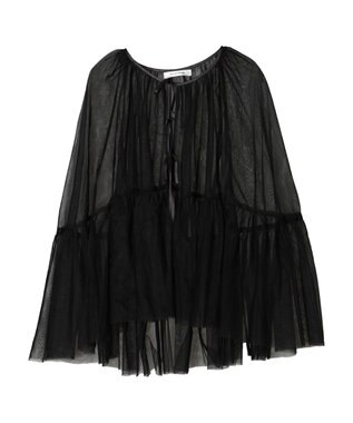 Green Parks リボンチュールデザインブラウス Black