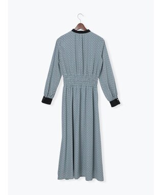 Te chichi バイカラーシャーリングワンピース ブルー