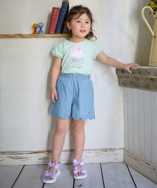 ANY KIDS 裾スカラップ ショートパンツ ブルーデニム