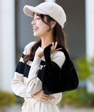 Tiaclasse 【安田美沙子さん着用】フェイクファーバック ブラック