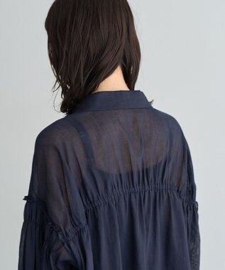 YECCA VECCA 綿麻シアーボリュームギャザーシャツ Off White