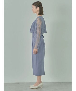 earth music&ecology ＳＥＴ２点　レースブラウス付きナローワンピース Grayish Blue