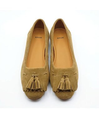 APOM キルトタッセルフラット15 キャメルスエード