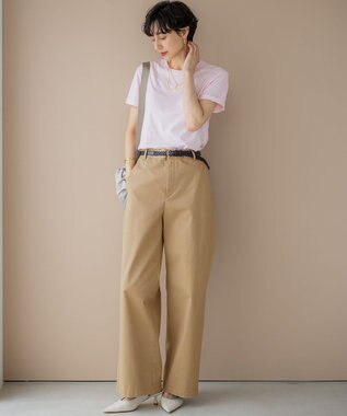 23区 L 【洗える】コンパクトヤーン スムース Tシャツ ピンク系