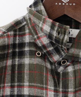 JOSEPH ABBOUD 【柔らかな肌触り/暖かい】 ラフィーコットンフランネルシャツ カーキ系4