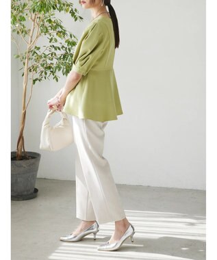 Green Parks AnriettMusee パフスリーブペプラムブラウス Lime Green