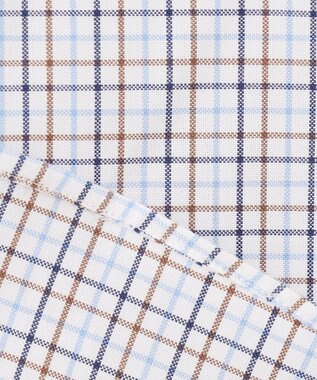 J.PRESS MEN 【EXTRA COMFORT / 形態安定・ストレッチ・抗菌防臭・速乾】ピンオックス サマーチェック 半袖シャツ/B.D. ブラウン系3