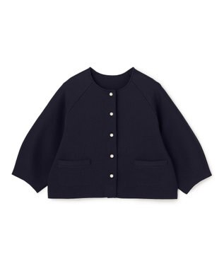 UNFILO L BEAUTY FORM KNIT パールボタン カーディガン ネイビー