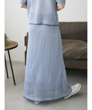 CRAFT STANDARD BOUTIQUE 配色メッシュニットスカート Grayish Blue