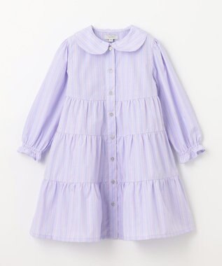 ANY KIDS ストライプ シャツ ワンピース マルチストライプ