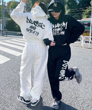 WEGO ハンドライティングショートパーカー ホワイト