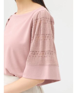 earth music&ecology フレア袖レースプルオーバー Pink
