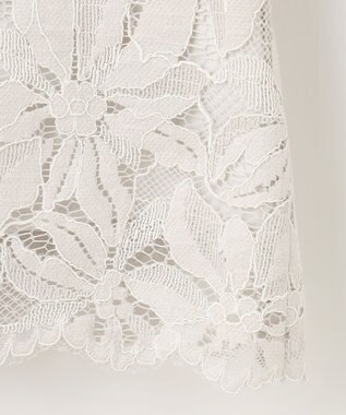 自由区 【XSサイズ～/洗える/セット可】フラワーコードレース ペプラムブラウス ライトグレー系