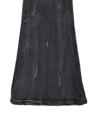 WEGO 【美脚】ダメージフレアデニム ブラック