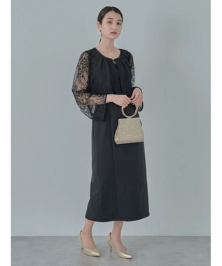 earth music&ecology ＳＥＴ２点　レースブラウス付きナローワンピース Black