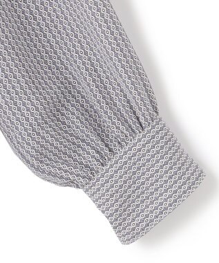 23区 L 【洗える】ヴィンテージ プリント ピンタック ブラウス サックスブループリント