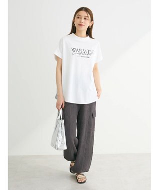 Green Parks フレンチスリーブ筆記体刺繍ロゴプルオーバー White