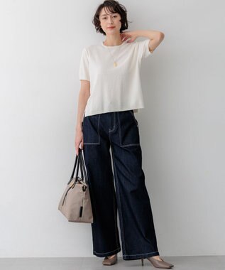 23区 コットンナイロンミニブークレ ニットT アイボリー系