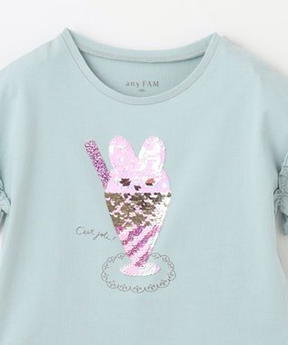 ANY KIDS 接触冷感 ミラクルスパンコール Tシャツ サックスブルー系
