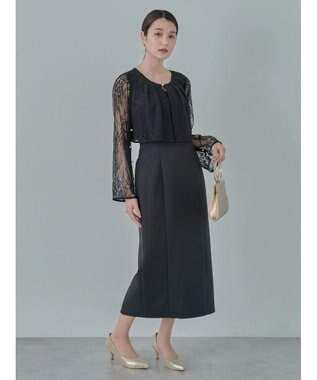 earth music&ecology ＳＥＴ２点　レースブラウス付きナローワンピース Black