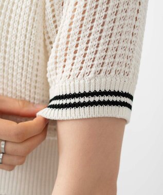 WEGO 襟付きメッシュニットショートカーデ ホワイト