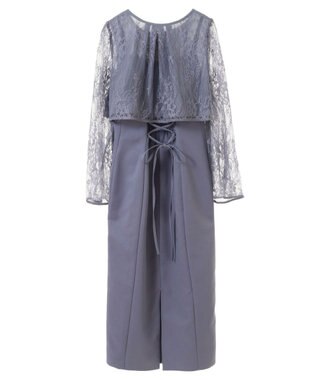 earth music&ecology ＳＥＴ２点　レースブラウス付きナローワンピース Grayish Blue