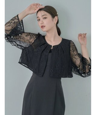 earth music&ecology ＳＥＴ２点　レースブラウス付きナローワンピース Black