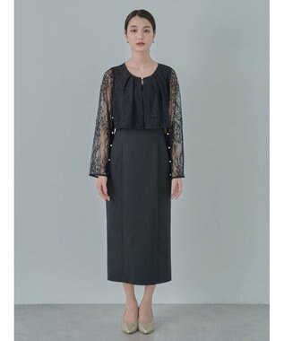 earth music&ecology ＳＥＴ２点　レースブラウス付きナローワンピース Black