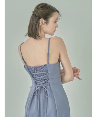 earth music&ecology ＳＥＴ２点　レースブラウス付きナローワンピース Grayish Blue