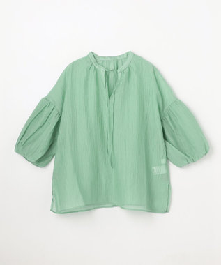 ANY L バルーンスリーブスキッパーブラウス グリーン