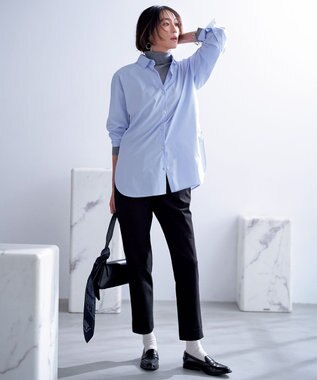 UNFILO 【抗菌防臭】イージーケア オーバー シャツ スカイブルー