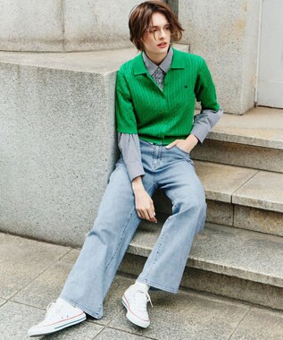 ANY 【POLO BCS別注】ケーブルニットポロ グリーン