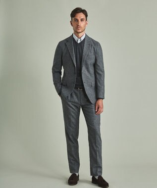 GOTAIRIKU 【家庭洗濯可能】イタリア糸 ハイゲージVネックニット グレー系