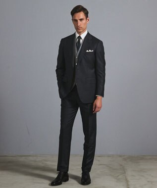 GOTAIRIKU 体温調整に【洗える/チクチクしにくい/ピリングしにくい】イタリア糸 ハイゲージ ベスト_WOOL100% グレー×ヘリンボーン柄(25年新色)