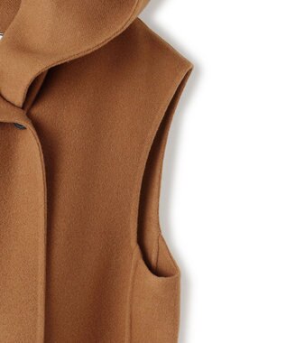 BEIGE， LEMOORE / ウールリバーフード付きロングジレ Caramel