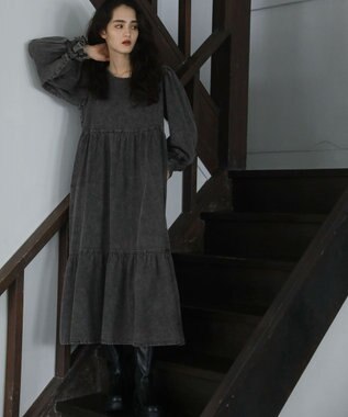 Green Parks ■ＥＳＣＡＲ　デニムピンタックカフスワンピース Gray