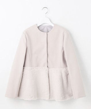 Feroux ペプラムファー ジャケット アイボリー系