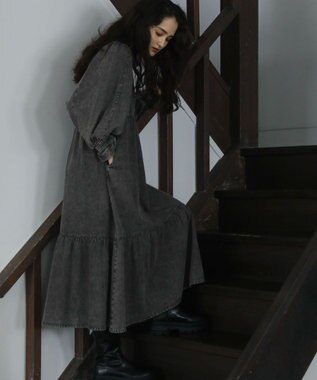 Green Parks ■ＥＳＣＡＲ　デニムピンタックカフスワンピース Gray