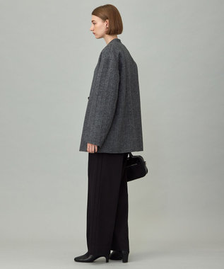 ICB WoolRever ノーカラーショートコート ヘリンボーン系