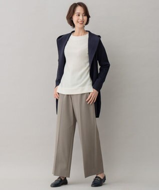 自由区 【裏起毛/撥水加工】TRギャバ ワイドクロップドパンツ カーキ系