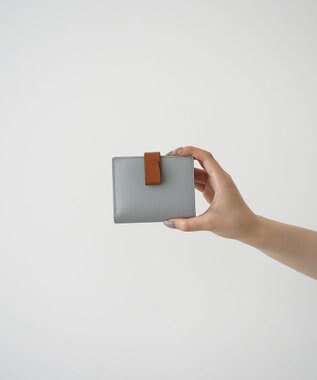 Atelier nuu 日本製 本革 バイカラーnoble 二つ折れウォレット アイスグレー×キャメル