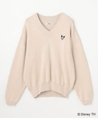 ANY 【ディズニー】ミッキーマウス／スウェットライクニット サンドベージュ
