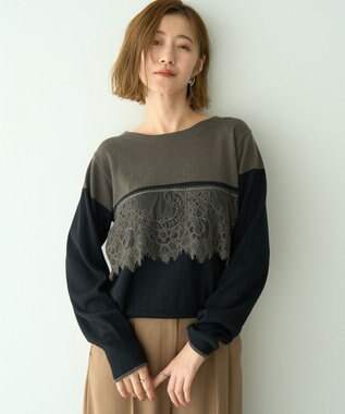 YECCA VECCA バイカラーレースニット